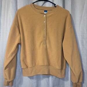 Old Navy Tan Microfleece Henley Pullover Sweatshirt